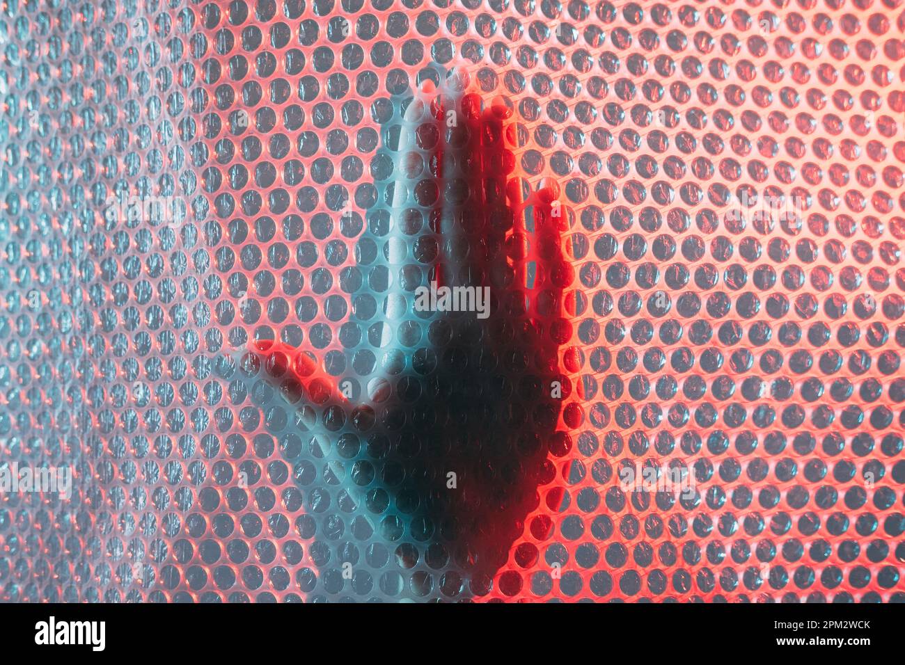 Stop gesture plastic pollution hand bubble wrap Stock Photo Alamy