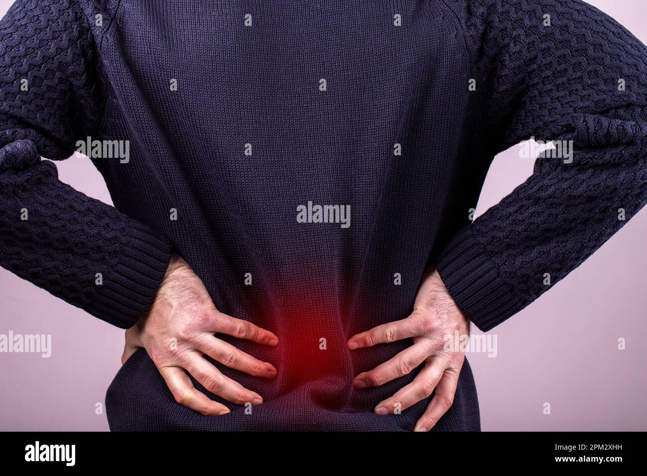 Backache man. Intervertebral hernia, lumbar pain, kidney inflammation