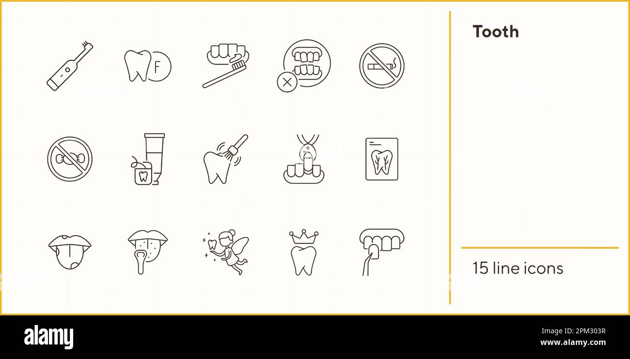 Tooth line icon set Stock Vector Image & Art - Alamy