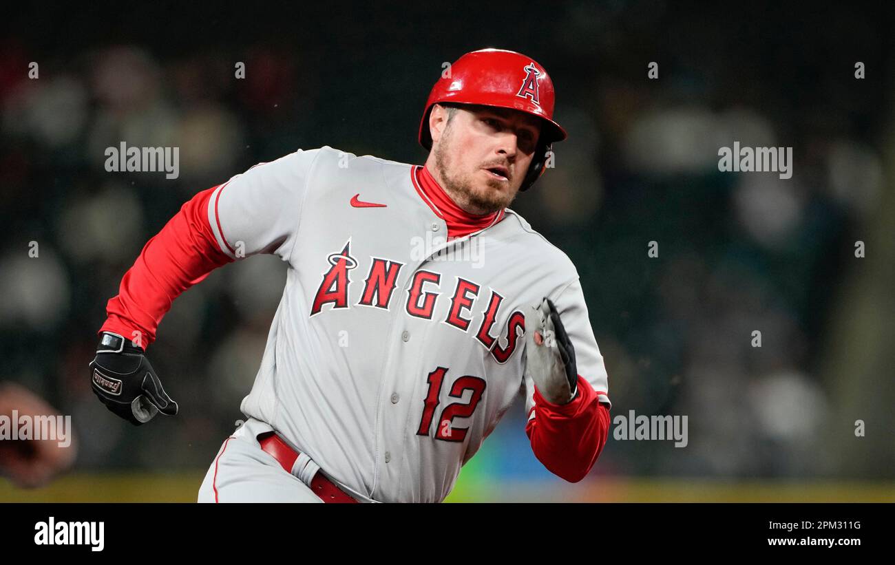 Los Angeles Angels' Hunter Renfroe runs the bases against the Seattle  Mariners during a baseball game Monday, April 3, 2023, in Seattle. (AP  Photo/Lindsey Wasson Stock Photo - Alamy