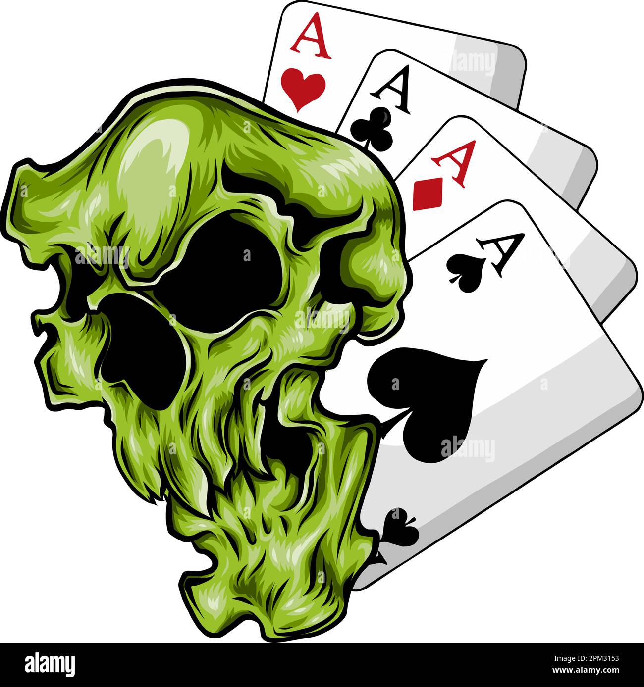 Poker faceSkull and four aces vector illustration Stock Vector Image