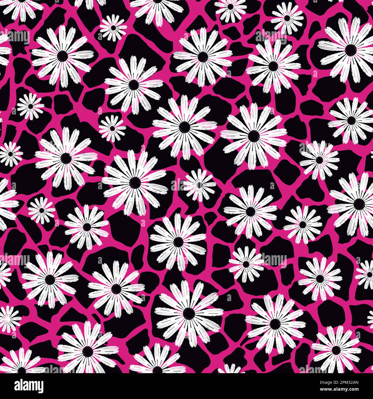 Vector flower seamless on yellow background. Pattern seamless for ...