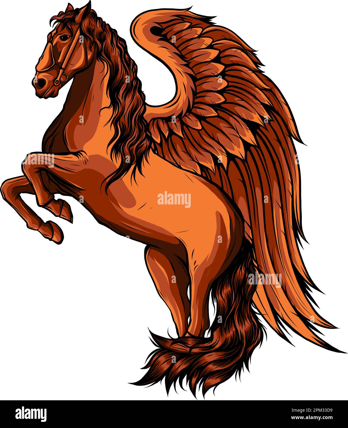 flying horse wings icon color illustration mascot vector logo design