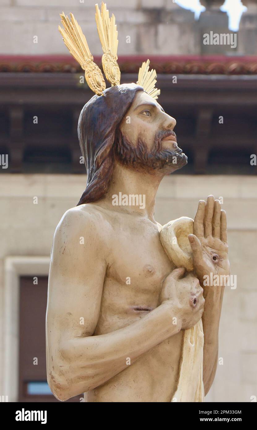Close up of a sculpture of Jesus Christ the resurrection Cristo Resucitado in the Easter Sunday