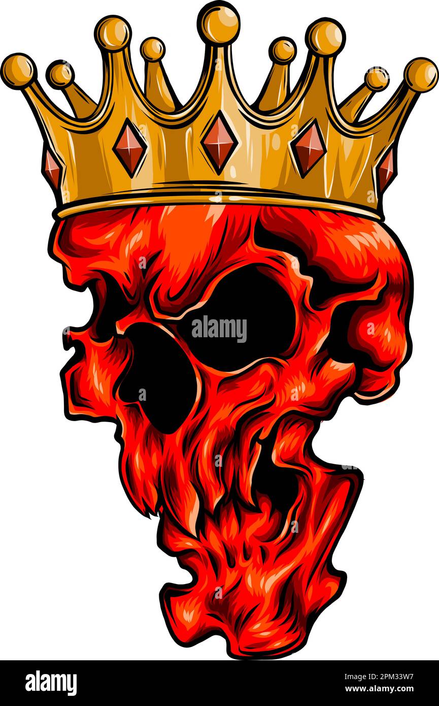 vector illustration of skull with crown on white background. digital
