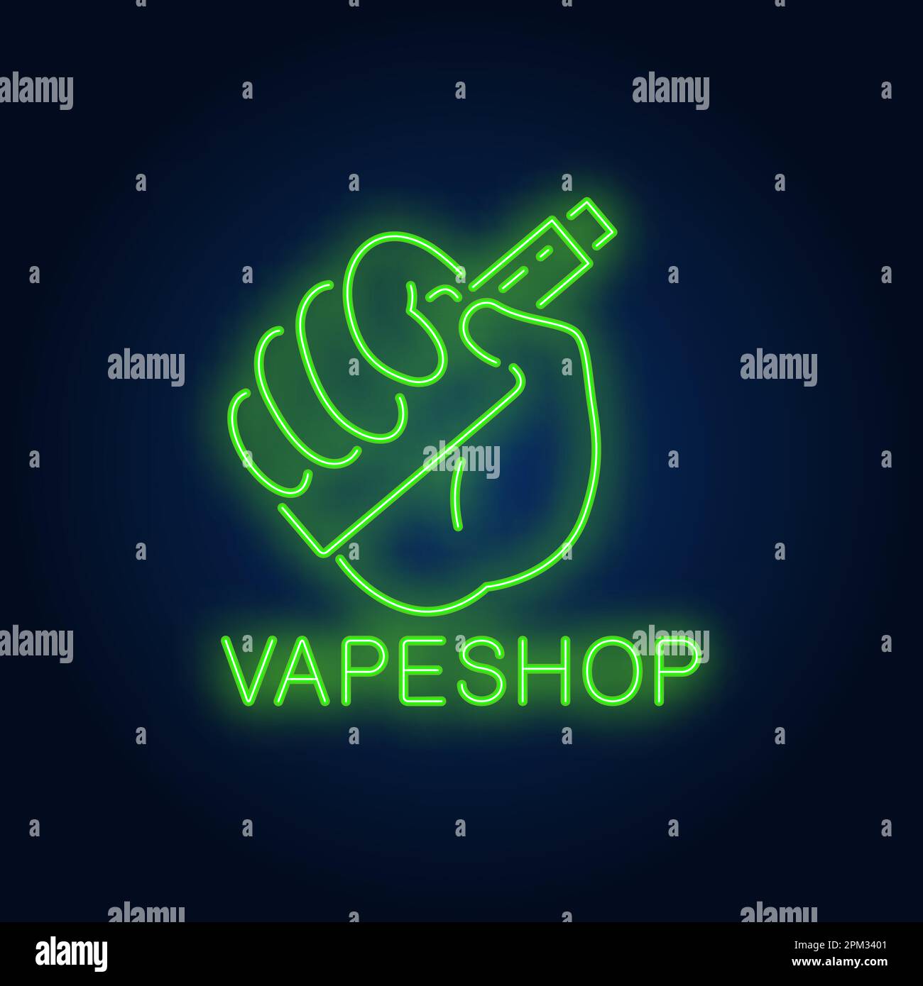 Vape shop neon sign Stock Vector