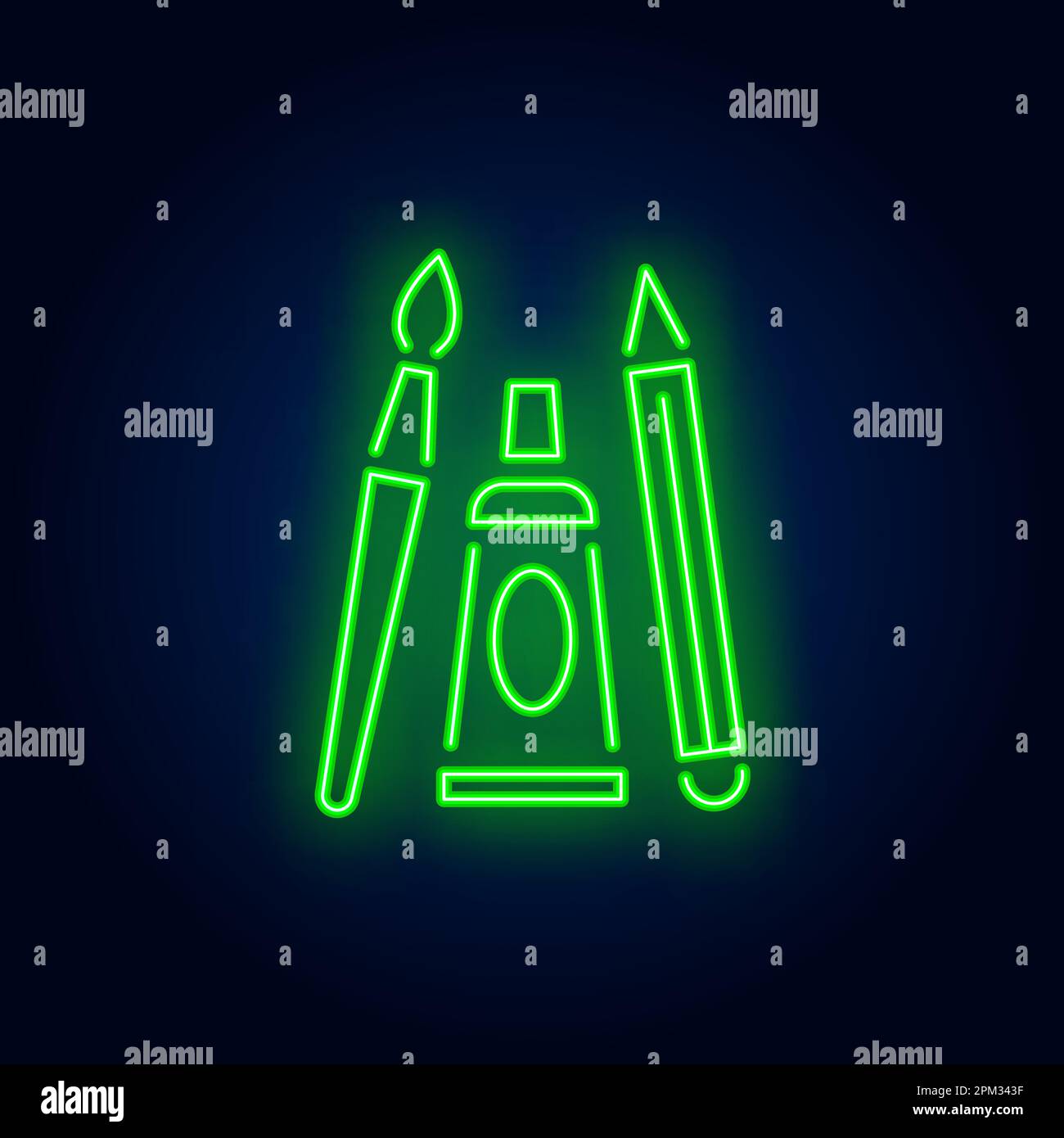 Brush, pencil and paint tube neon sign Stock Vector Image & Art Alamy