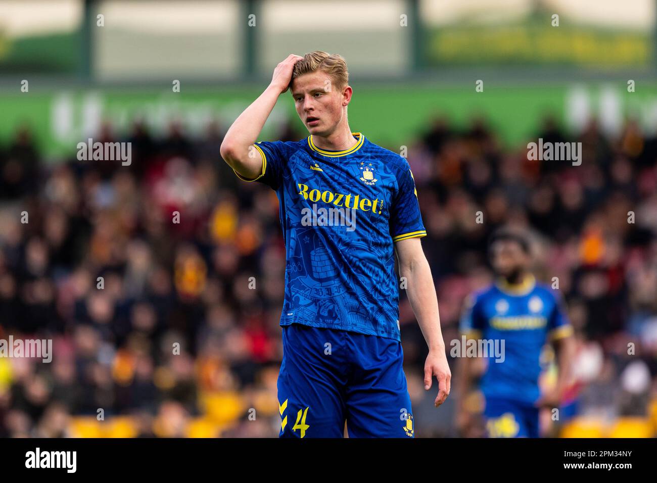 Farum, Denmark. 10th Apr, 2023. Frederik Winther (4) of Broendby IF seen during the 3F Superliga match between FC Nordsjaelland and Broendby IF at Right to Dream Park in Farum. (Photo Credit: Gonzales Photo/Alamy Live News Stock Photo