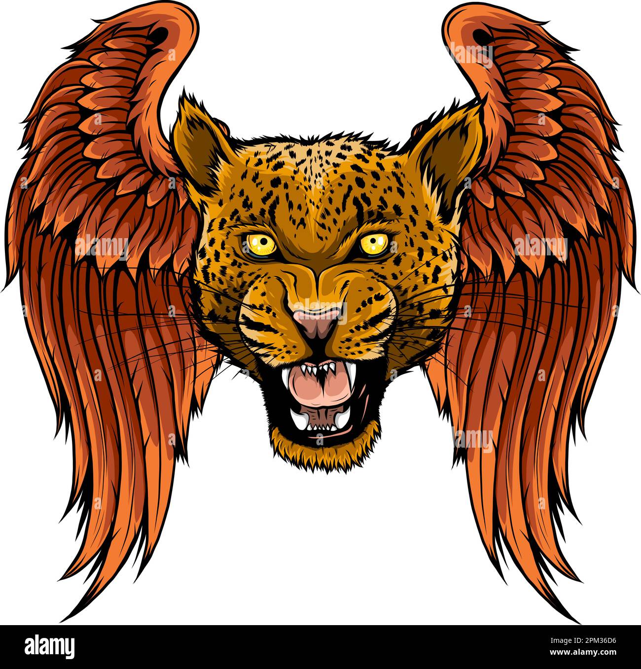 leopard head with wings vector design on white background Stock Vector