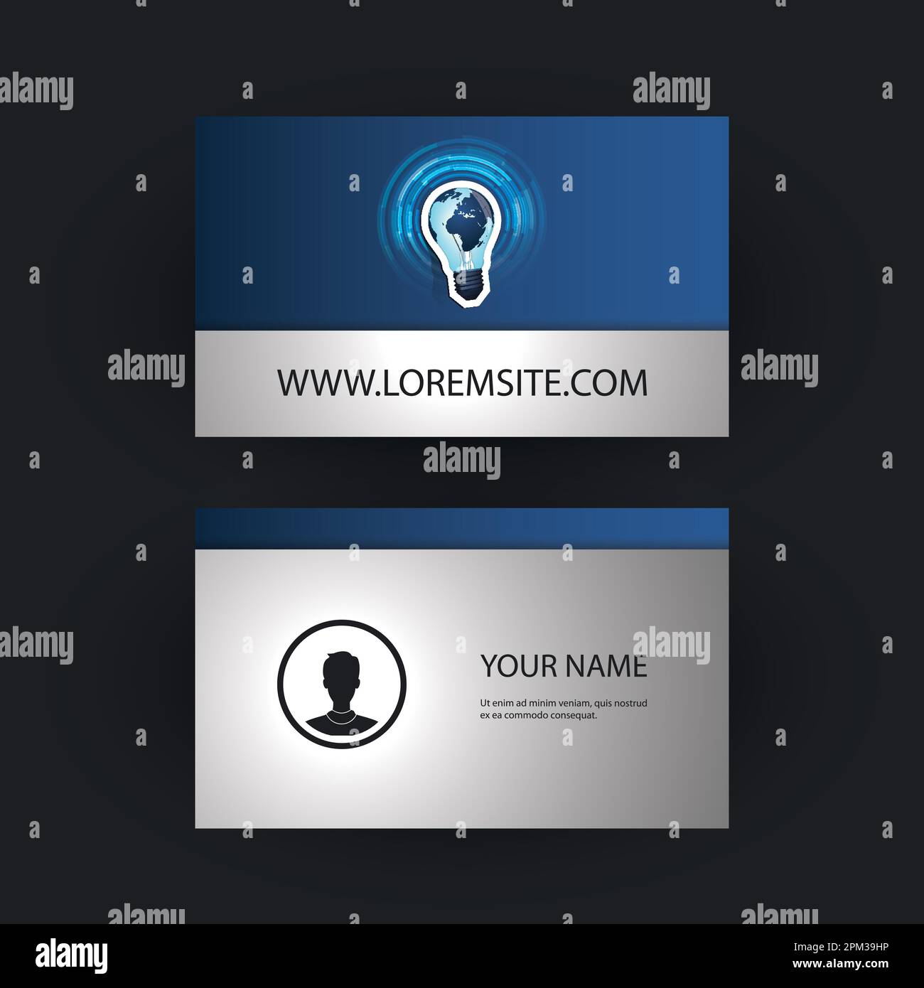 Business Card Template with Light Bulb Design Stock Vector