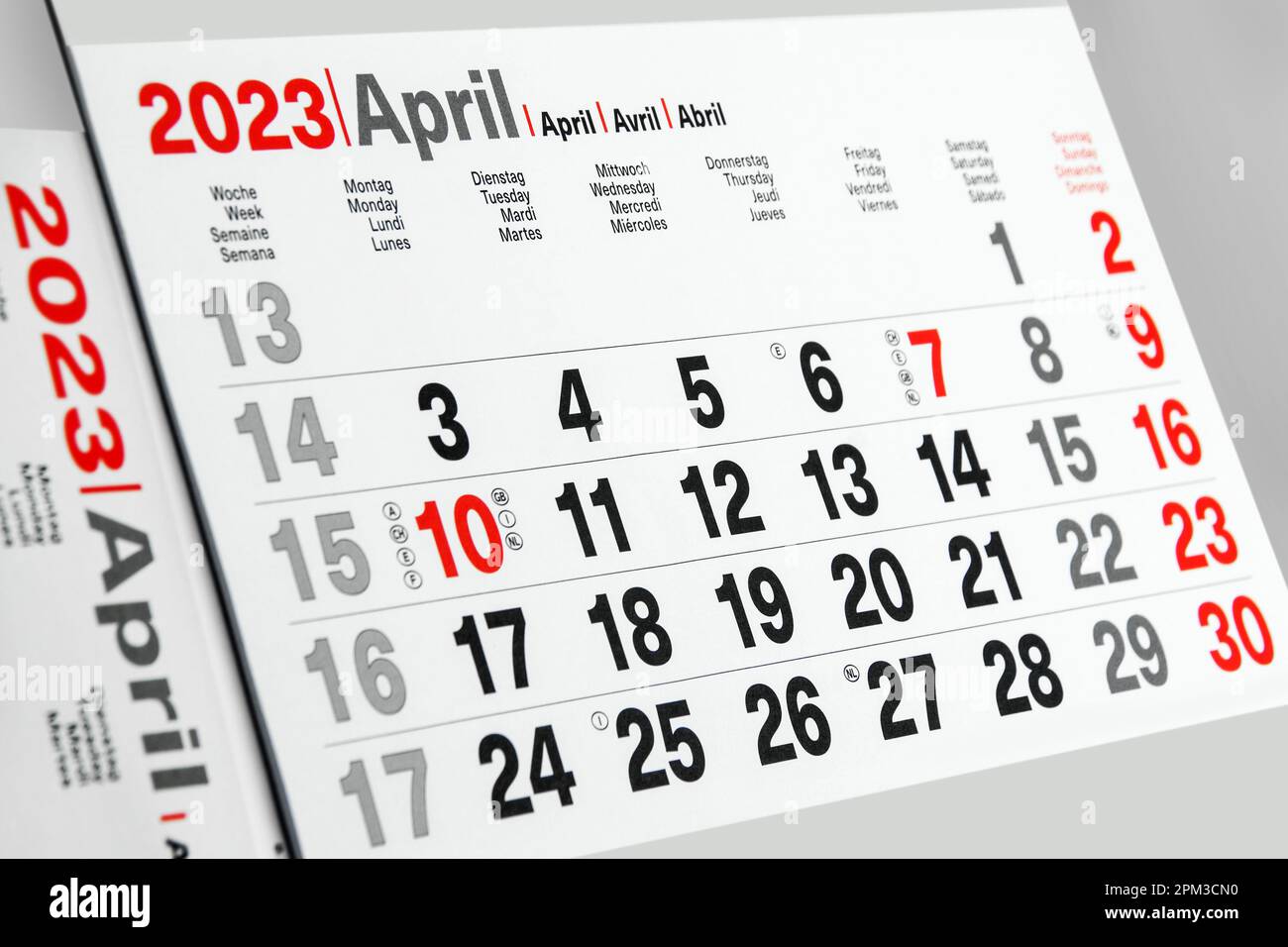 German calendar April  2023   Monday, Tuesday, Wednesday, Thursday, Friday, Saturday, Sunday, Week Stock Photo