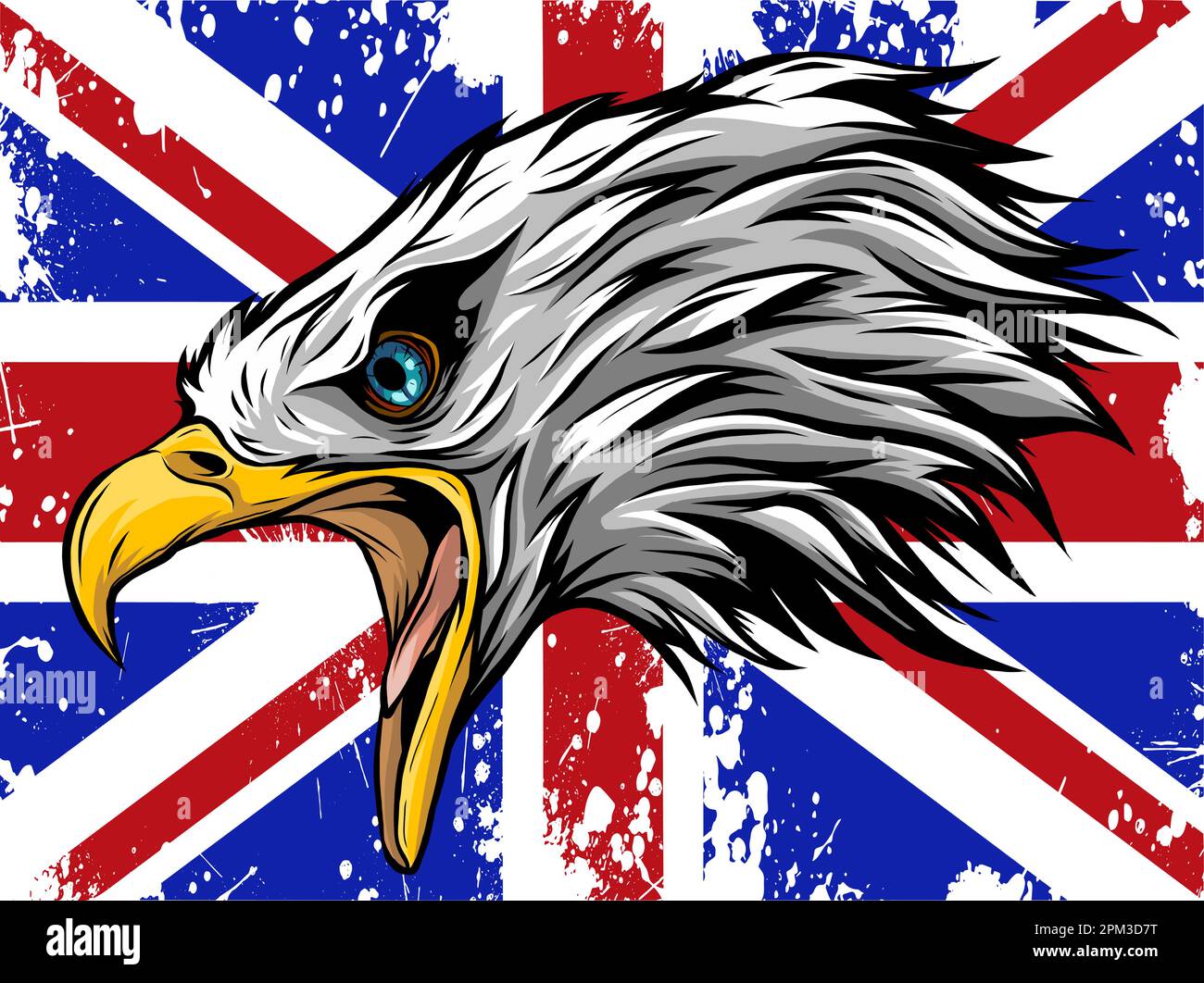 Mascot Head of an Eagle with england flag vector illustration design