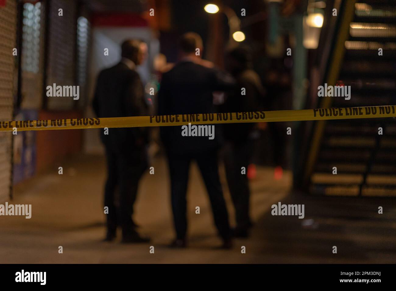 Crime scene unit investigate the scene where two teenagers were shot