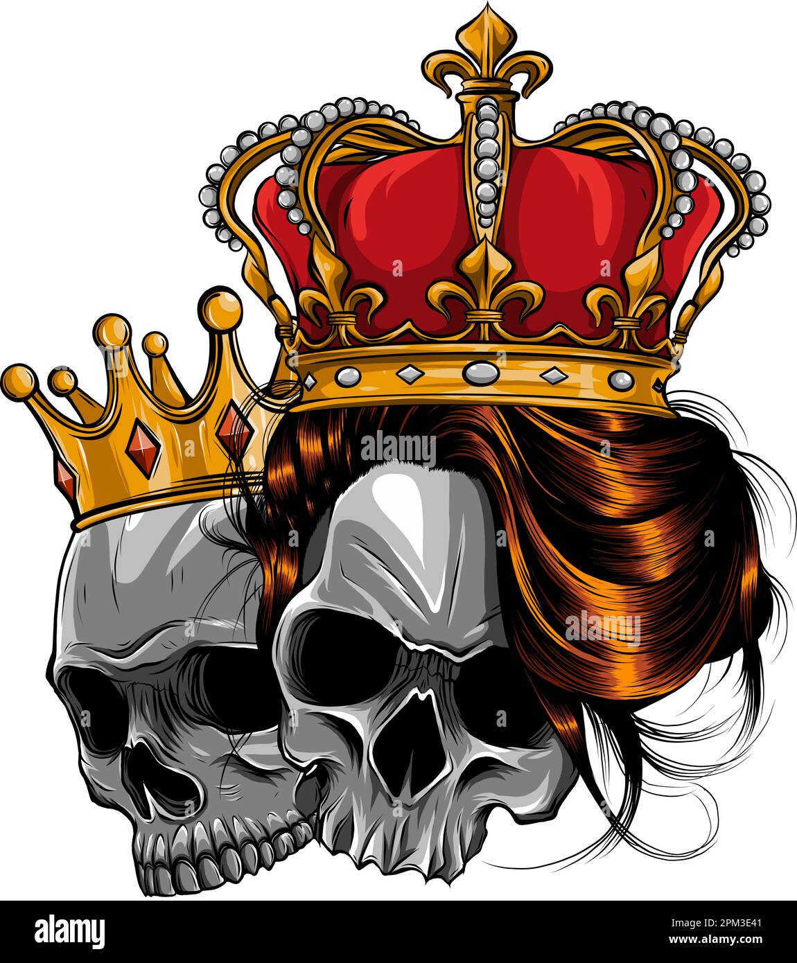 skulls king and queen. Vector illustration on white background. digital