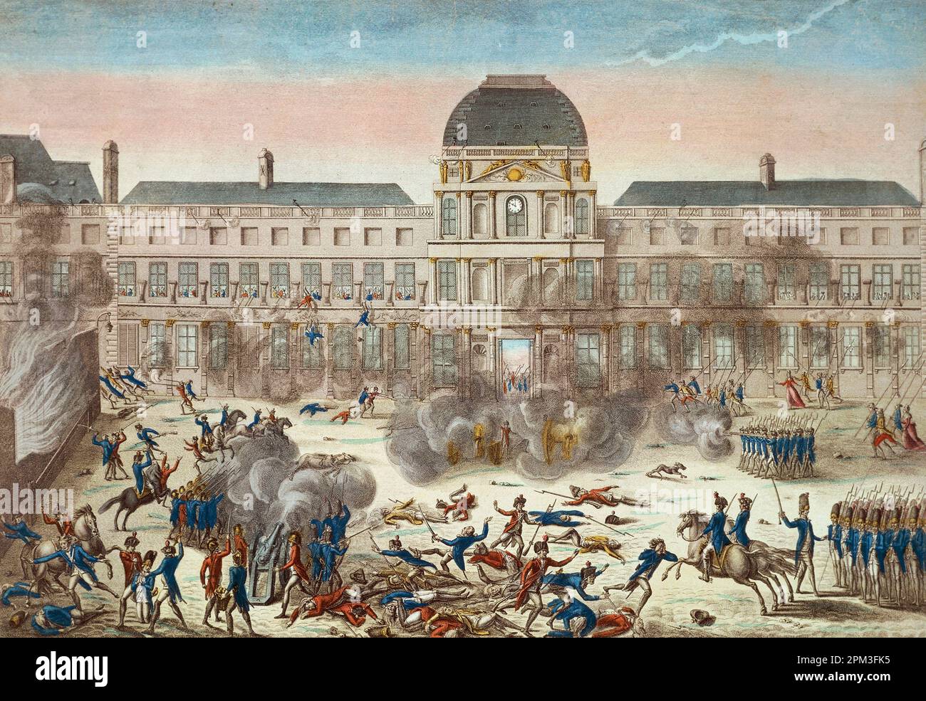 L'assaut des fédérés aux Tuileries, le 10 août 1792. Gravure du 18eme