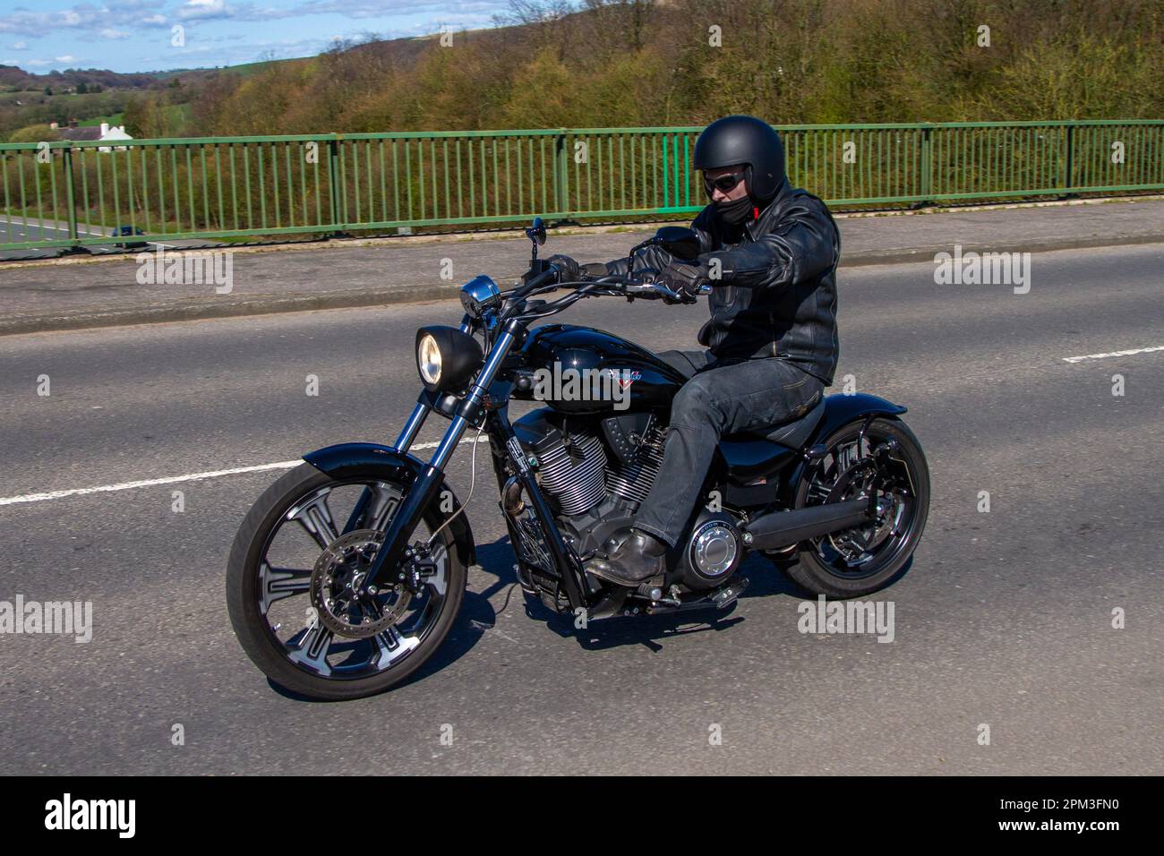 Motorcycle on bridge