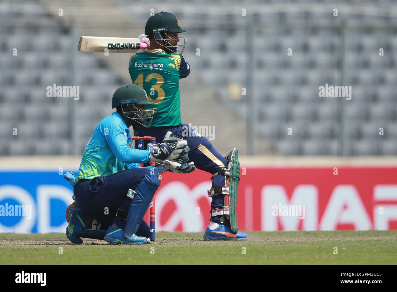 Saif Hasan bats during the Dhaka Premier Division Cricket League 2022