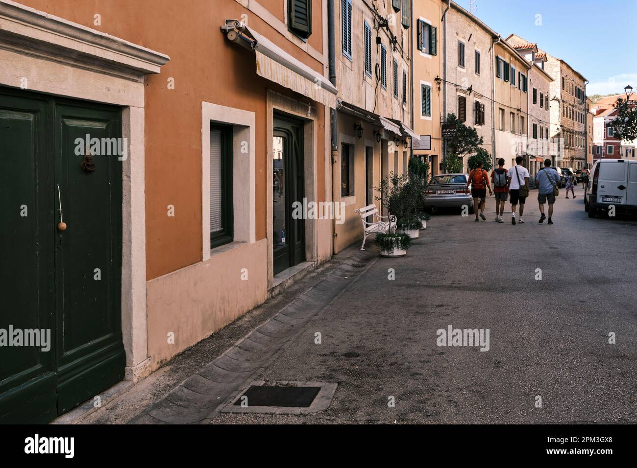 Modern urban building scene walk walking people stroll hi-res stock ...