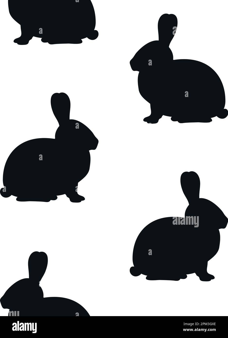 Vector seamless pattern of bunny rabbit silhouette Stock Vector