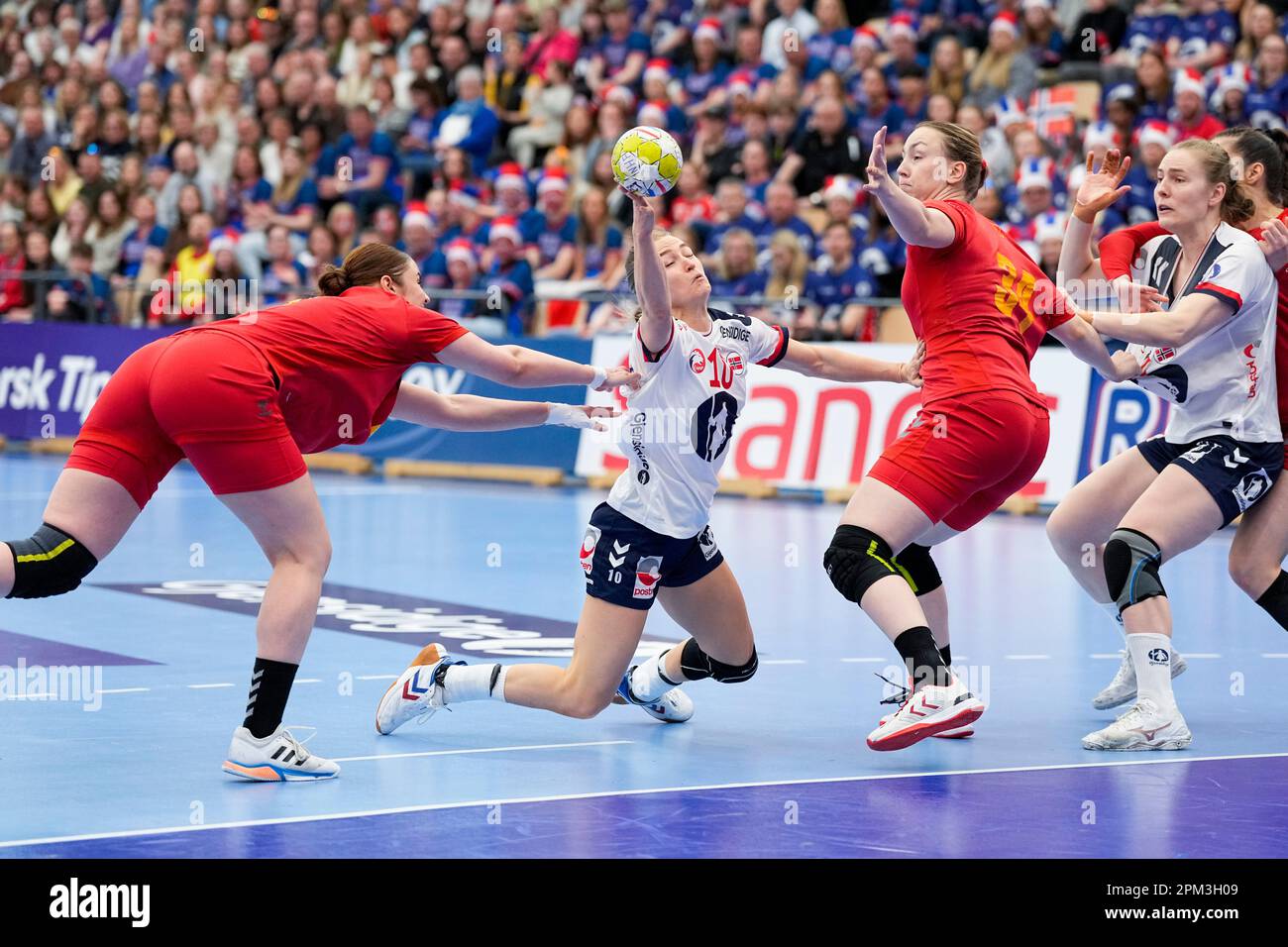 Volda 20230408.Norway's Stine Bredal Oftedal scores during the private international match between Norway and Montenegro in the Volda Campus Arena. Photo: Beate Oma Dahle / NTB Stock Photo