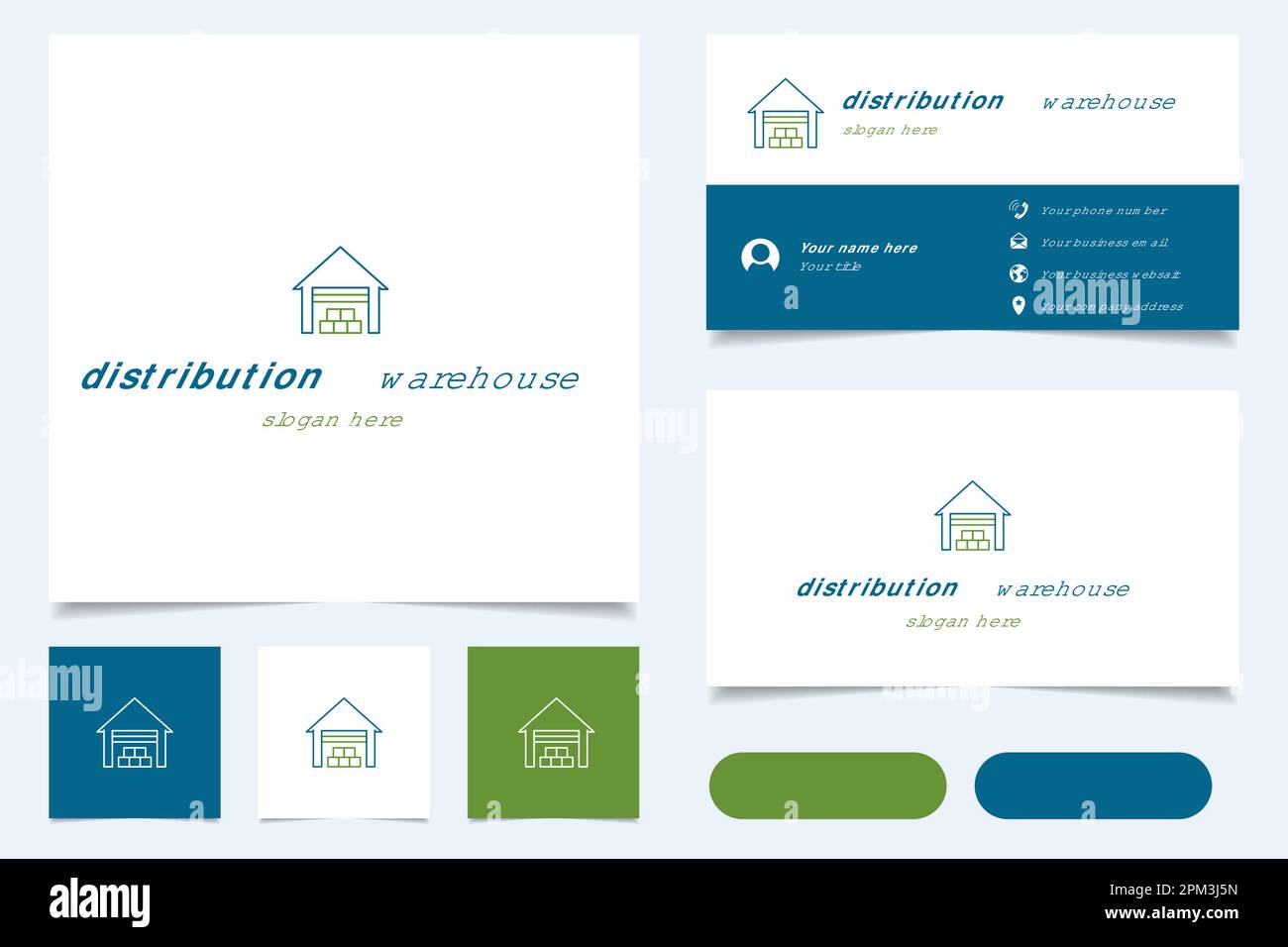 Distribution warehouse logo design with editable slogan. Branding book