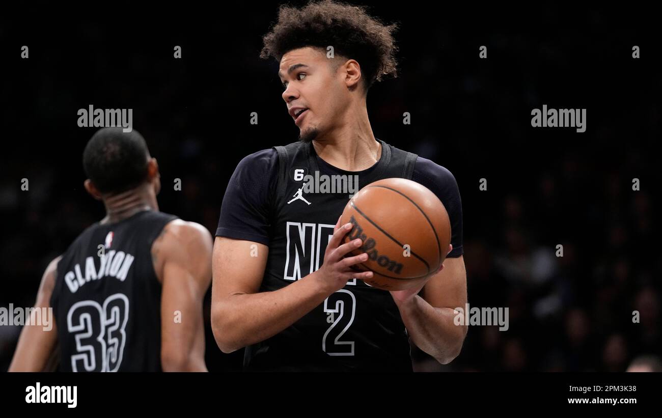 Brooklyn Nets forward Cameron Johnson during the second half of an NBA  basketball game against the Orlando Magic, Friday, April 7, 2023, in New  York. The Nets won 101-84. (AP Photo/Mary Altaffer