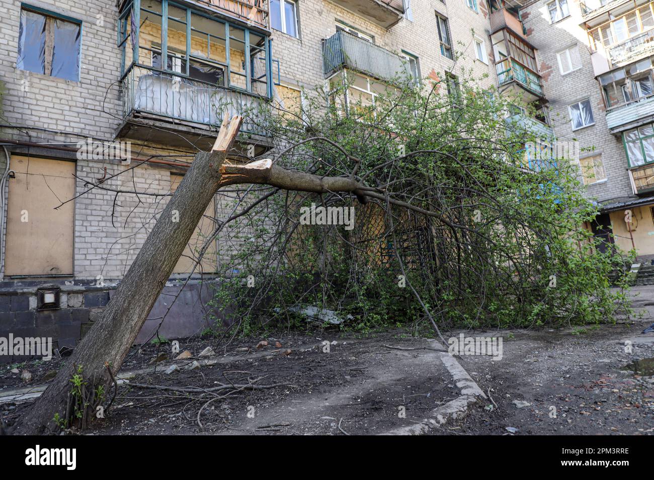 CHASIV YAR, UKRAINE APRIL 10, 2023 The results of shelling by