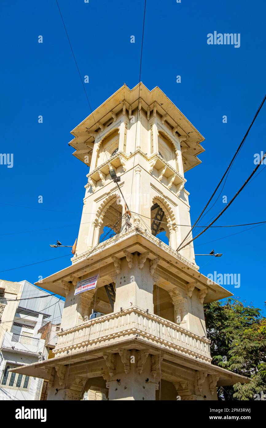 India, Rajasthan state, Udaipur, old town, the Clock Tower Stock Photo