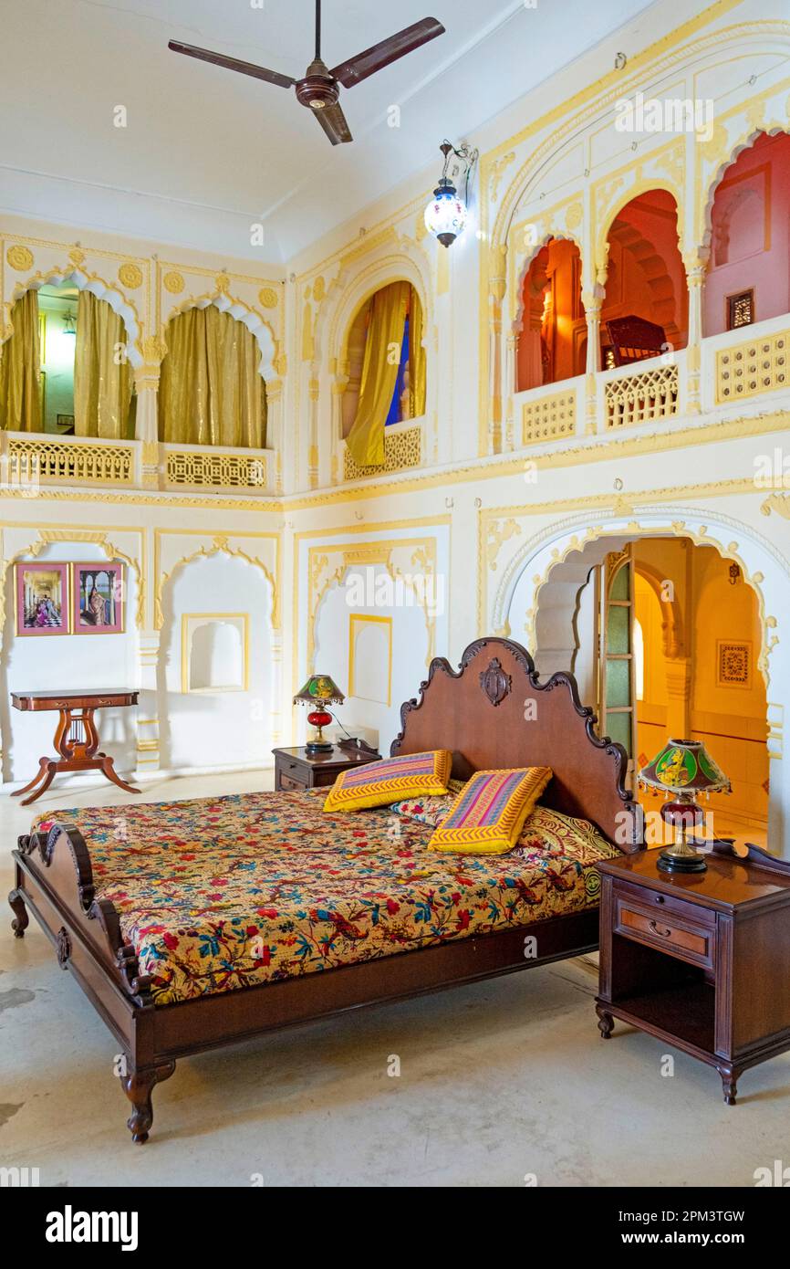 India, Rajasthan state, Roopangarh Fort, former Maharaja Palace transformed into a hotel Stock Photo