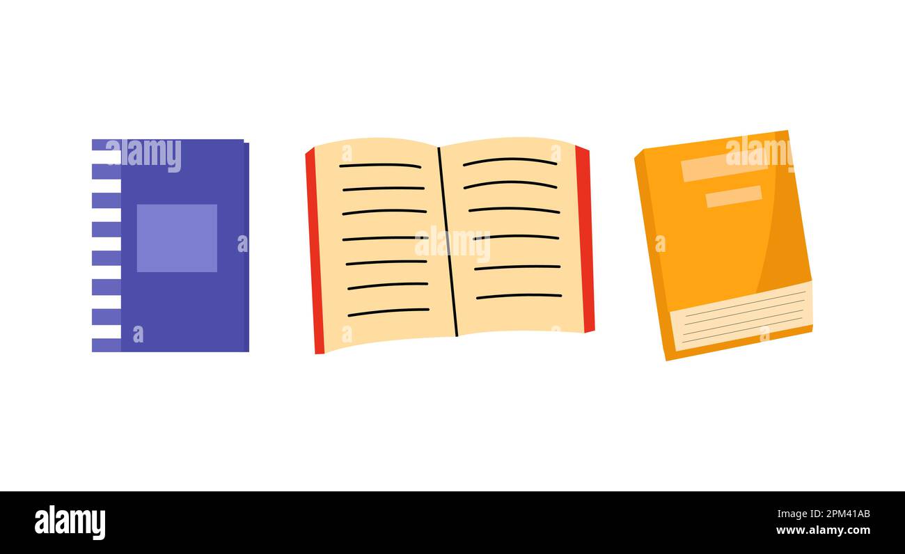 Set of student school books and copybooks for notes. Education back to ...