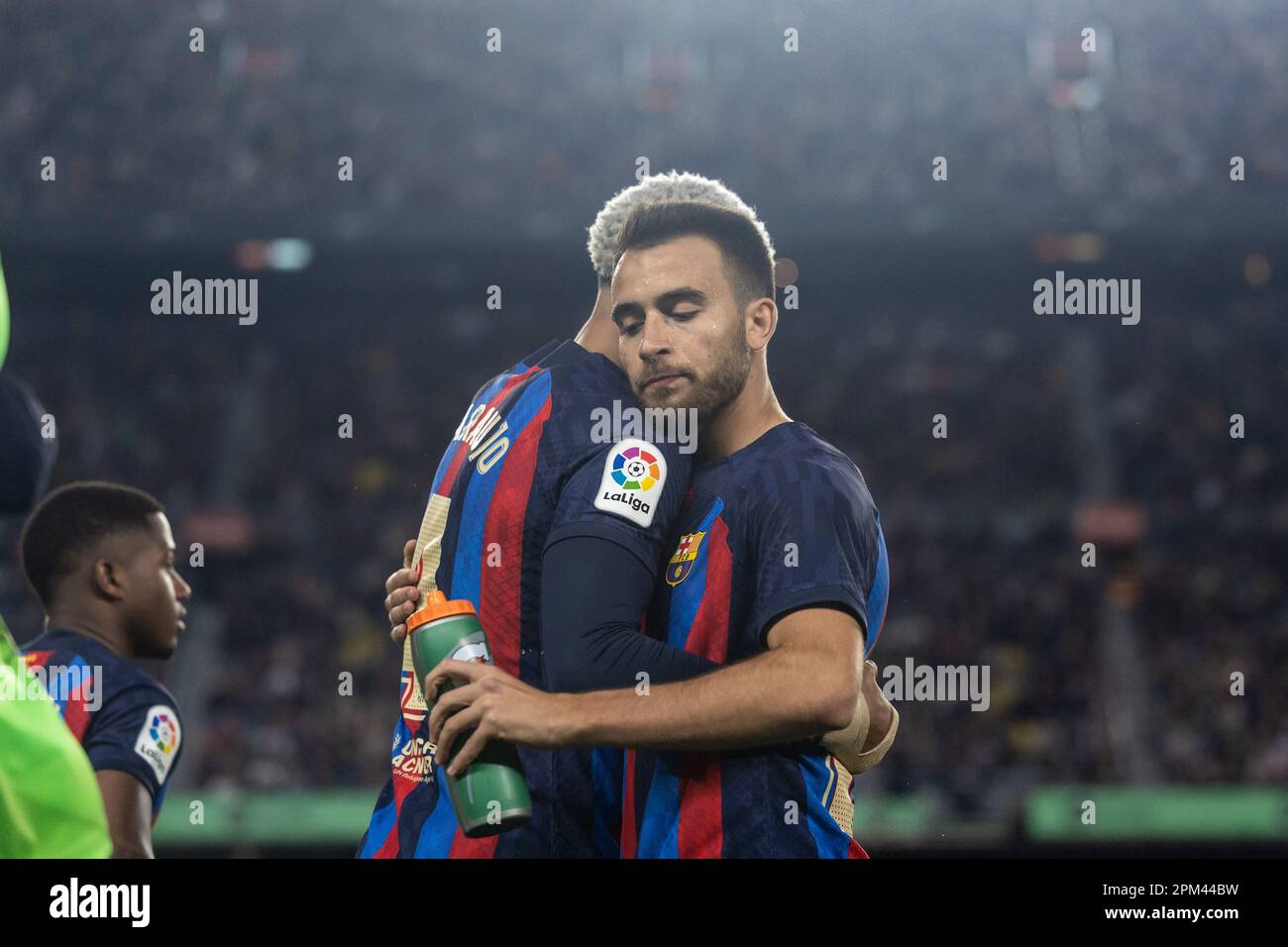 Barcelona, Spain. 10th Apr, 2023. BARCELONA, SPAIN - APRIL 10: Ronald Araujo of FC Barcelona and Eric Garcia of FC Barcelona during the La Liga match between FC Barcelona and Girona FC at the Spotify Camp Nou on April 10, 2023 in Barcelona, Spain (Credit Image: © Gerard Franco/DAX via ZUMA Press Wire) EDITORIAL USAGE ONLY! Not for Commercial USAGE! Stock Photo