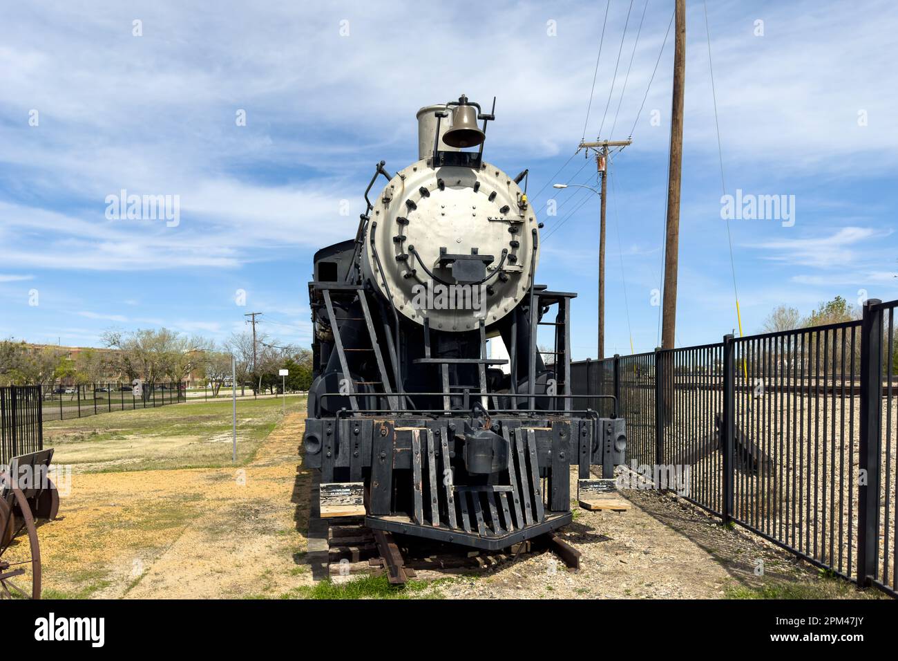 Frisco, Texas, USA April 10, 2023. Old railway car, museum exhibits, visitor oriented