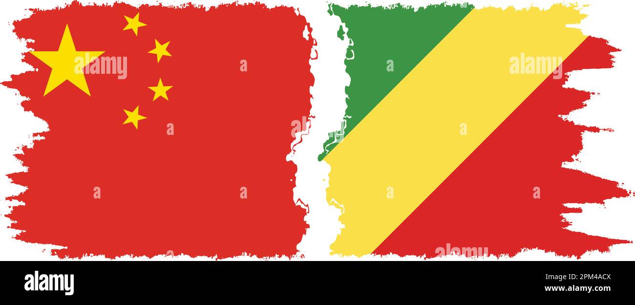 Congo-Brazzaville and China grunge flags connection, vector Stock ...
