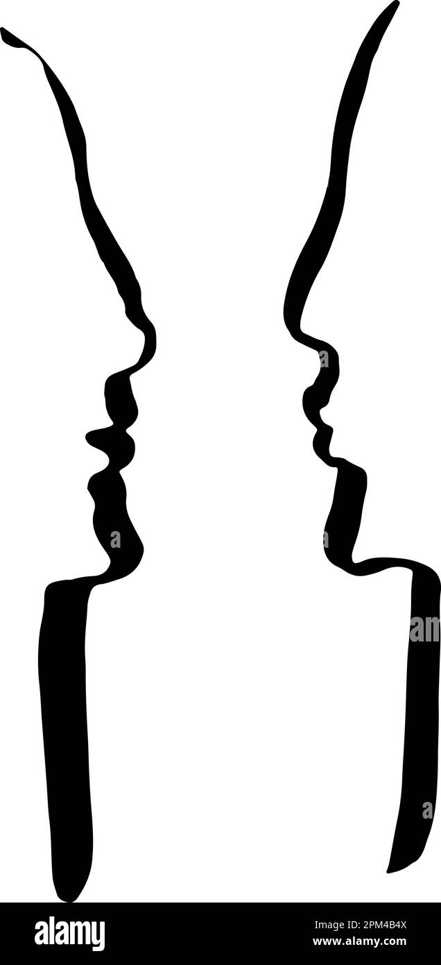 Pair of Brush Contour Profiles of Human Faces Stock Vector Image & Art