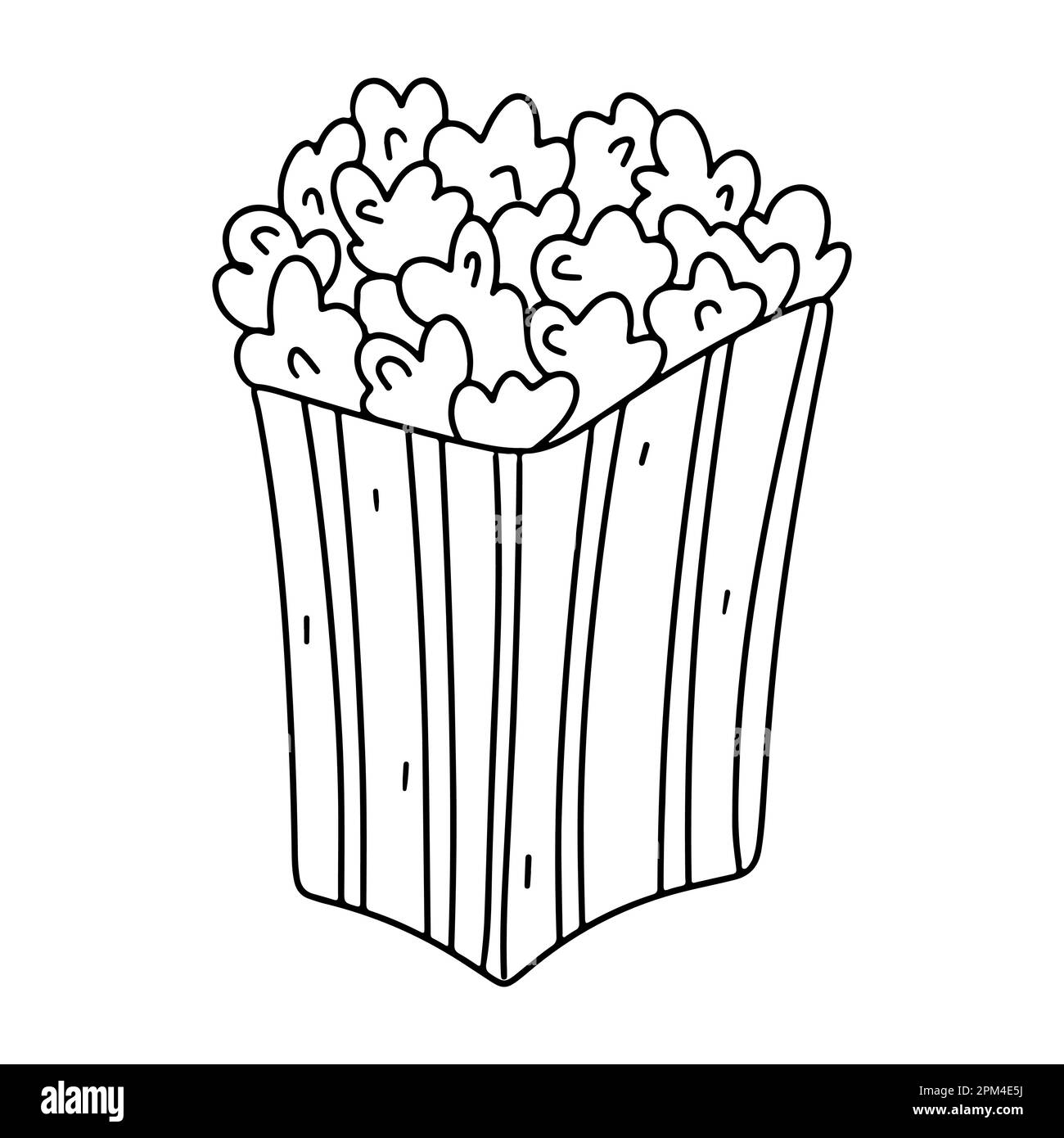 Popcorn in hand drawn doodle style. Vector illustration isolated on
