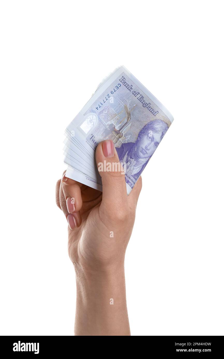 Woman With Pound Sterling Banknotes On White Background Stock Photo Alamy Woman With Pound Sterling Banknotes On White Background Stock Photo Alamy