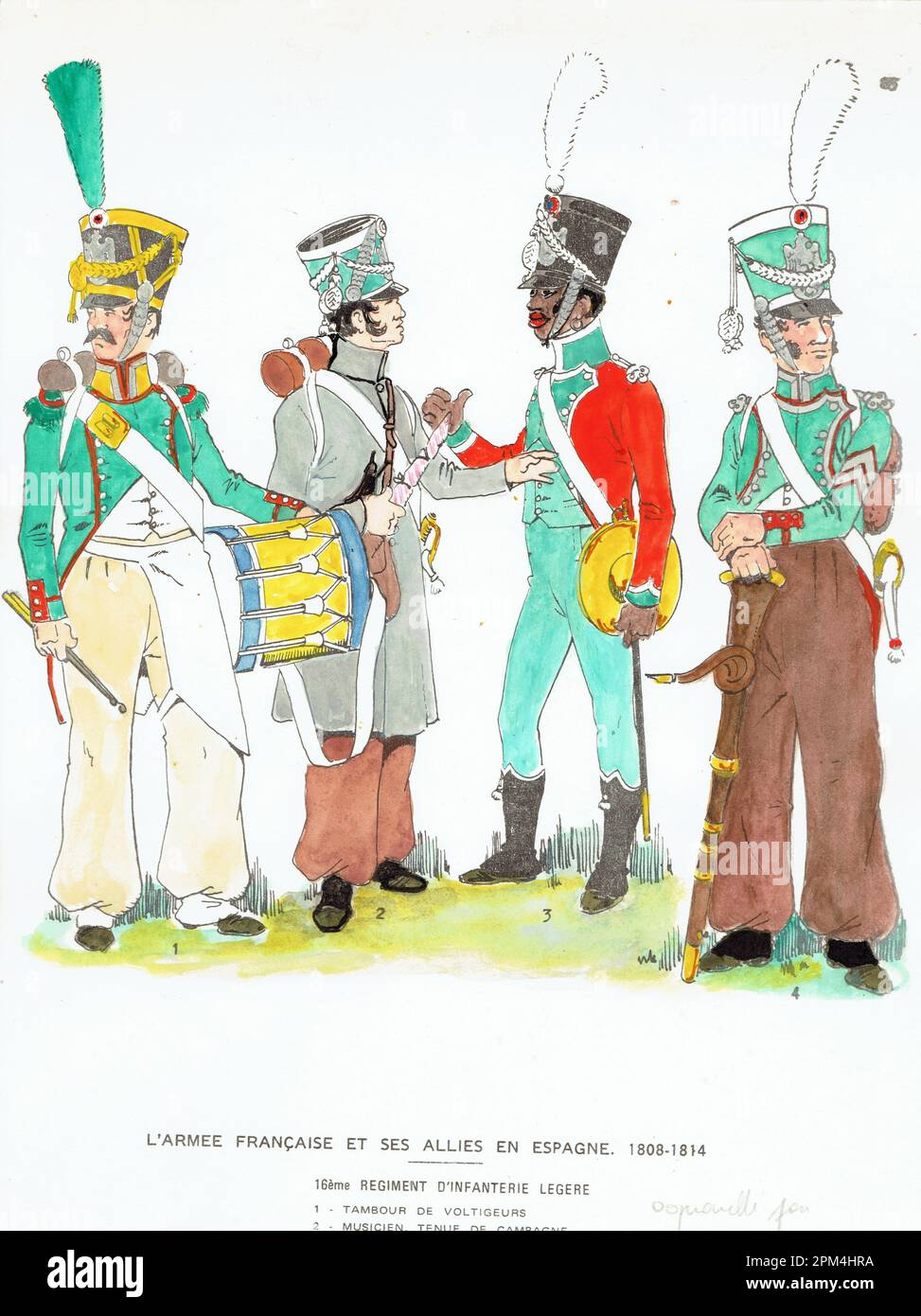 musiciens du 16e régiment d'infanterie légère française durant la campagne d'Espagne 1808 - 1813 Stock Photo