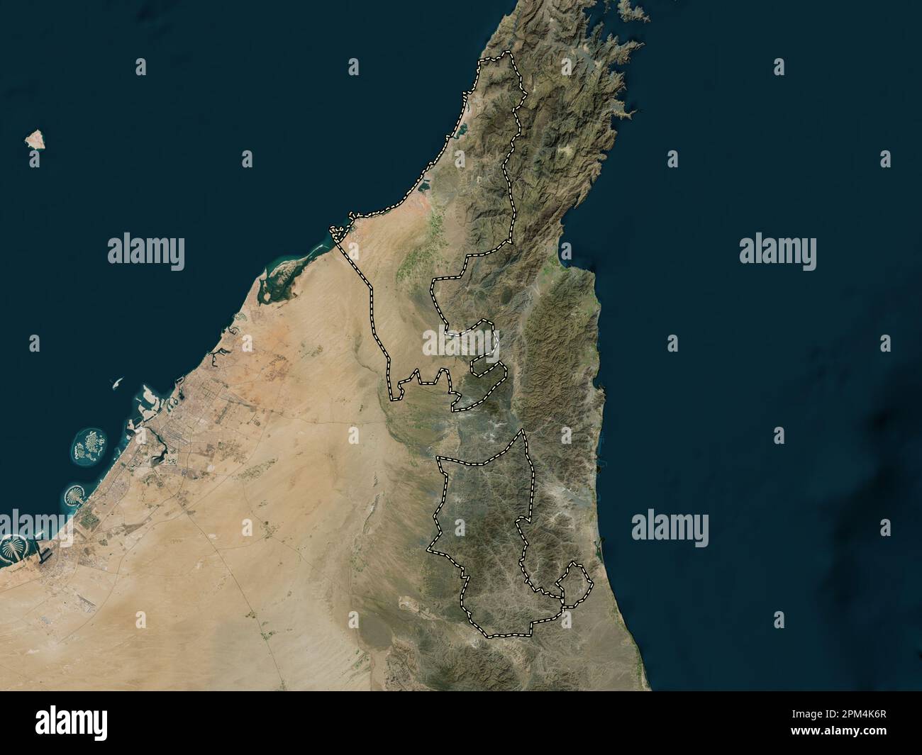 Ras Al Khaymah, emirate of United Arab Emirates. High resolution satellite map Stock Photo