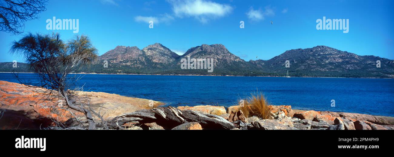 Australia. Tasmania. Coles Bay. The Hazards mountains. Stock Photo