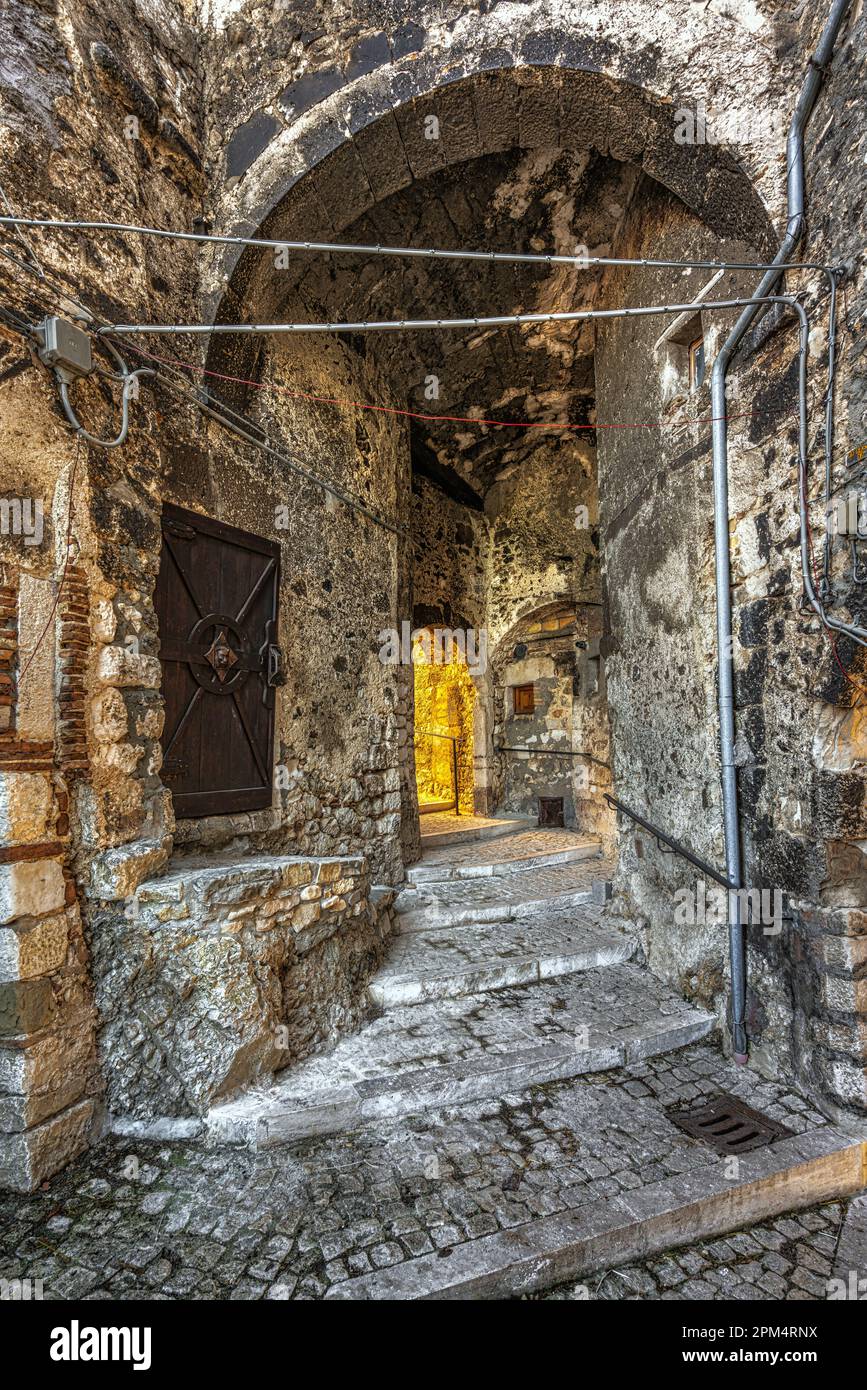 Glimpses of the alleys, steps and stone houses of the small mountain