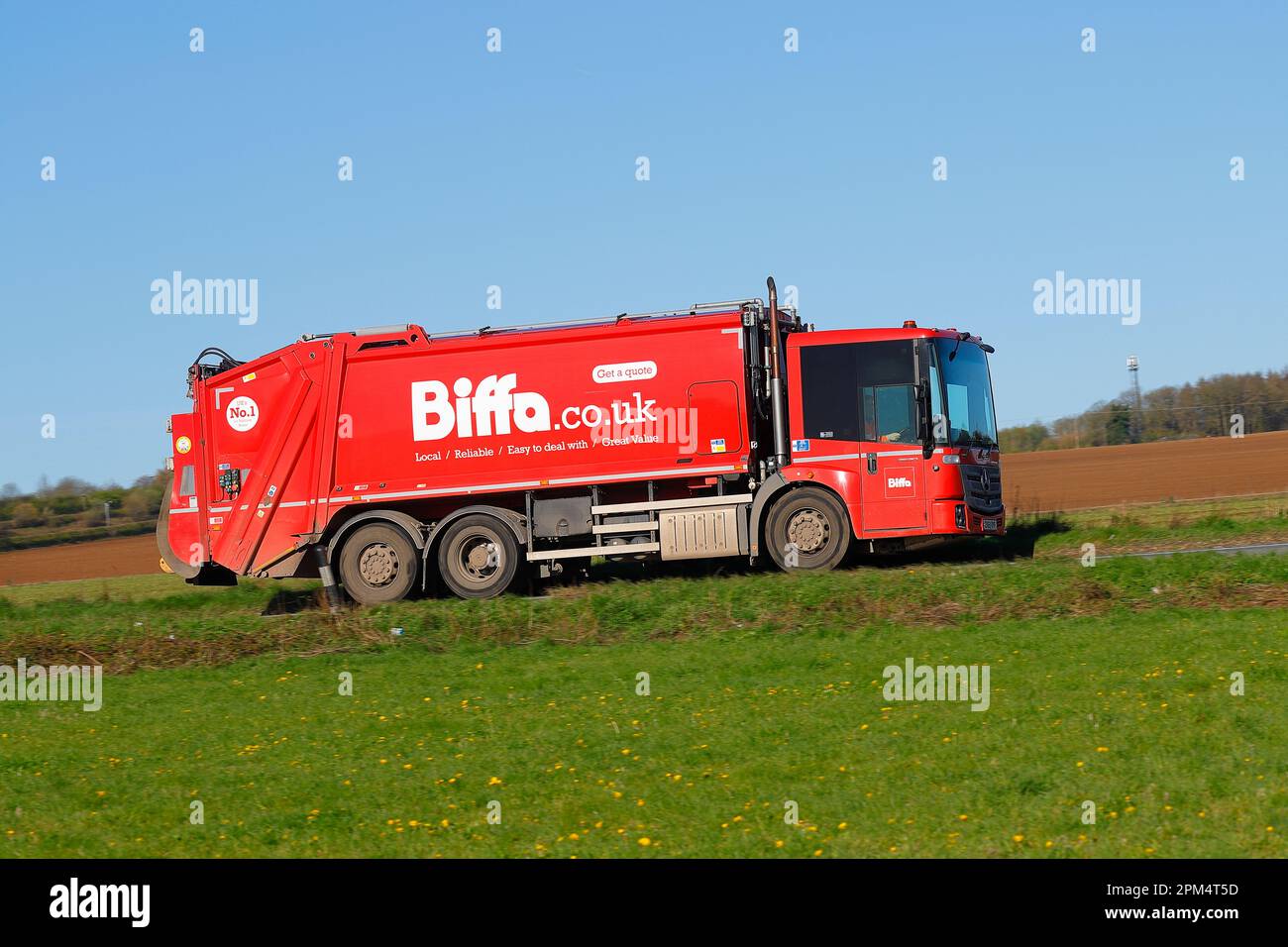 A Biffa waste collection lorry on the B1222 at SherburninElmet,North