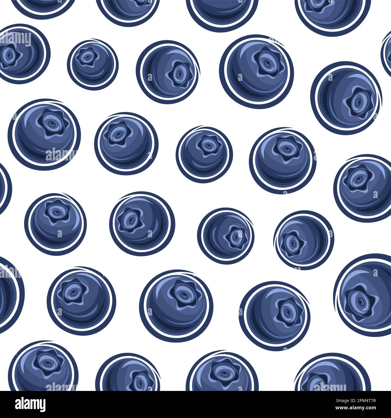 Vector Blueberry Seamless Pattern, square repeating background with cut ...