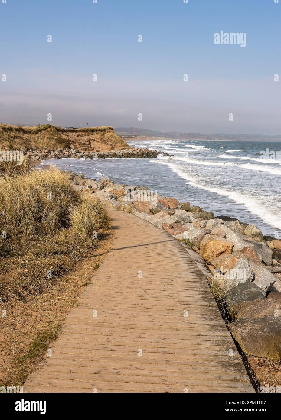 Montrose Beach with waves coming in, Montrose, Angus, Scotland, UK ...