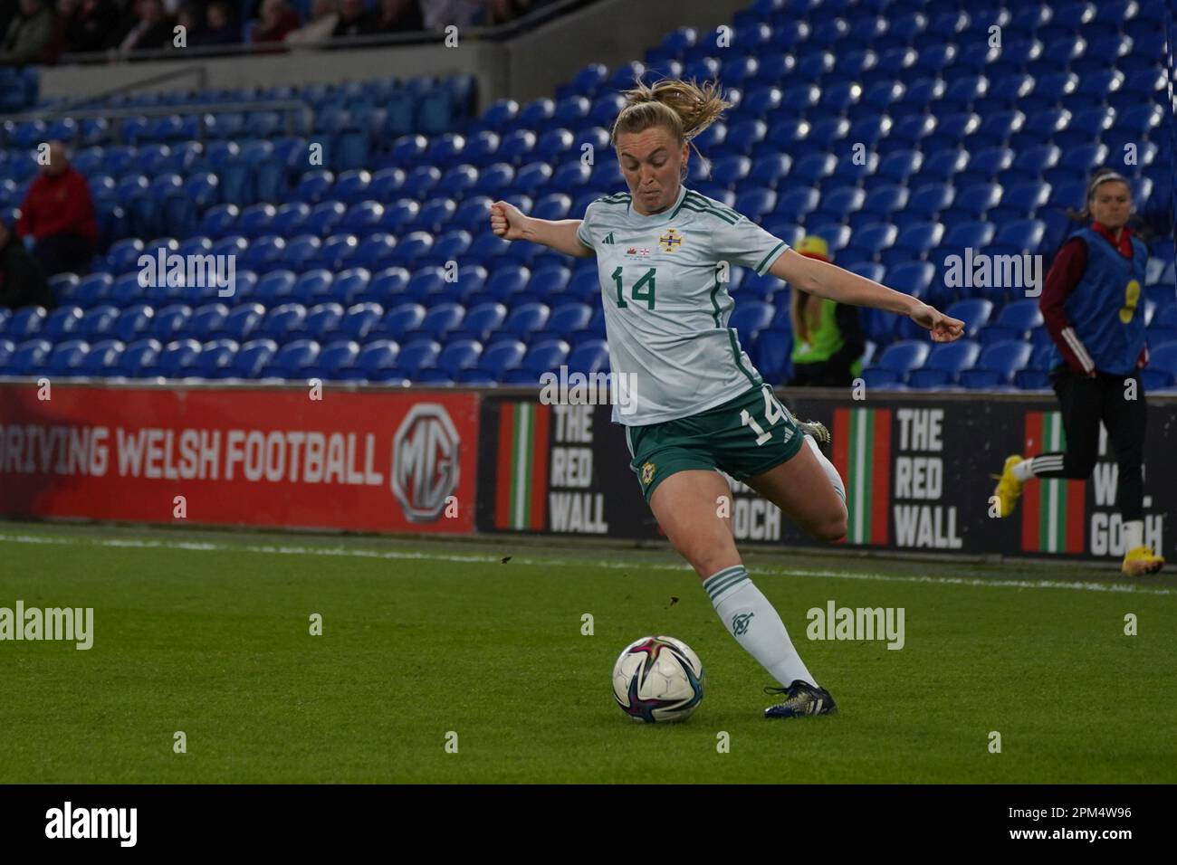 Lauren Wade (N Ire) Wales 4 v 1 Northern Ireland, Cardiff City Stadium, 6th April 2023 Stock Photo