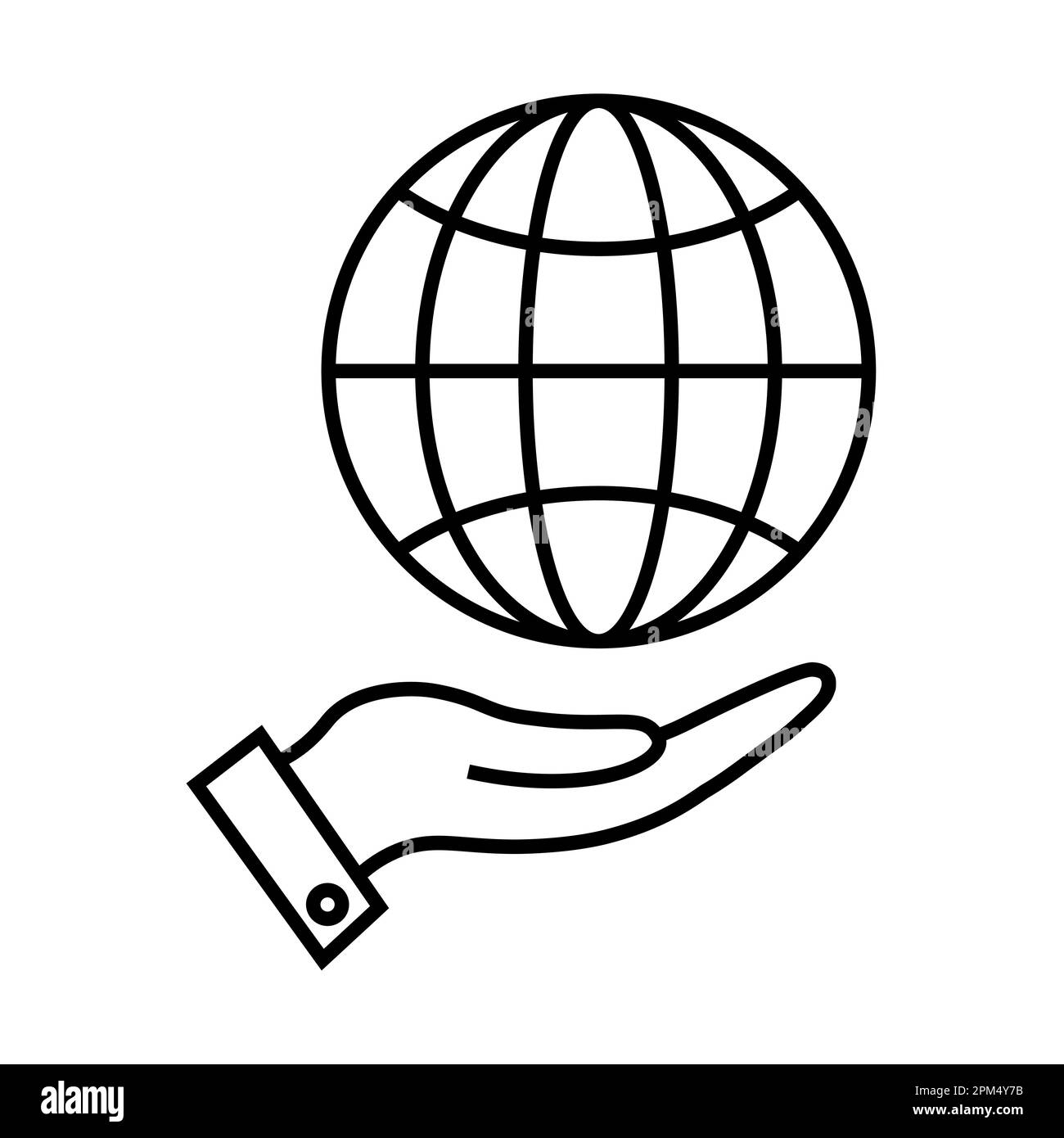 Globe in hand line icon in flat style Stock Vector Image & Art - Alamy