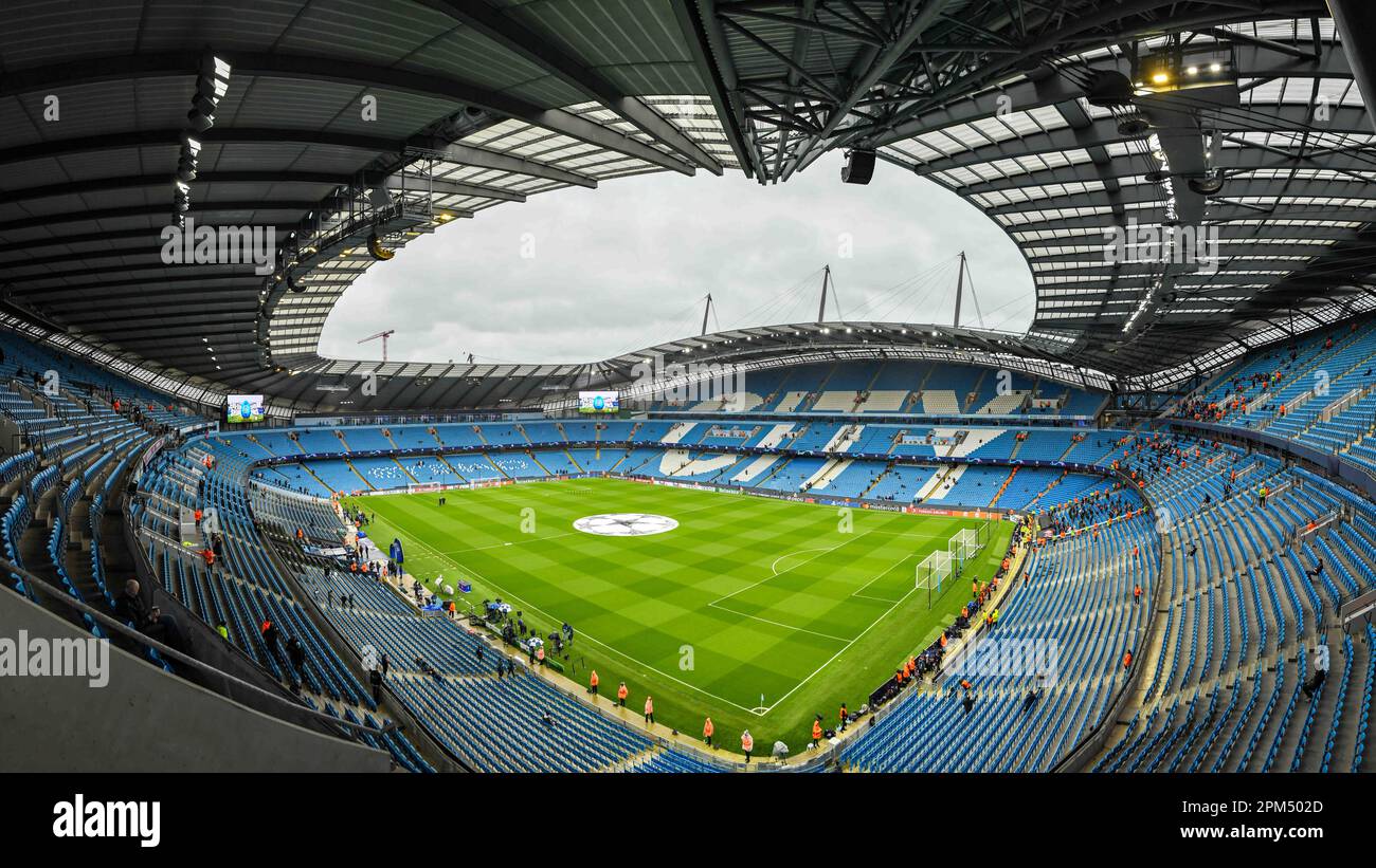 Manchester, UK. 11th Apr, 2023. General view of Etihad Stadium ahead of the UEFA Champions
