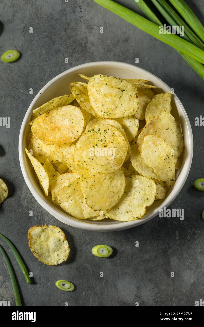 Crunch Sour Cream and Onion Potato Chips in a Bowl Stock Photo Alamy