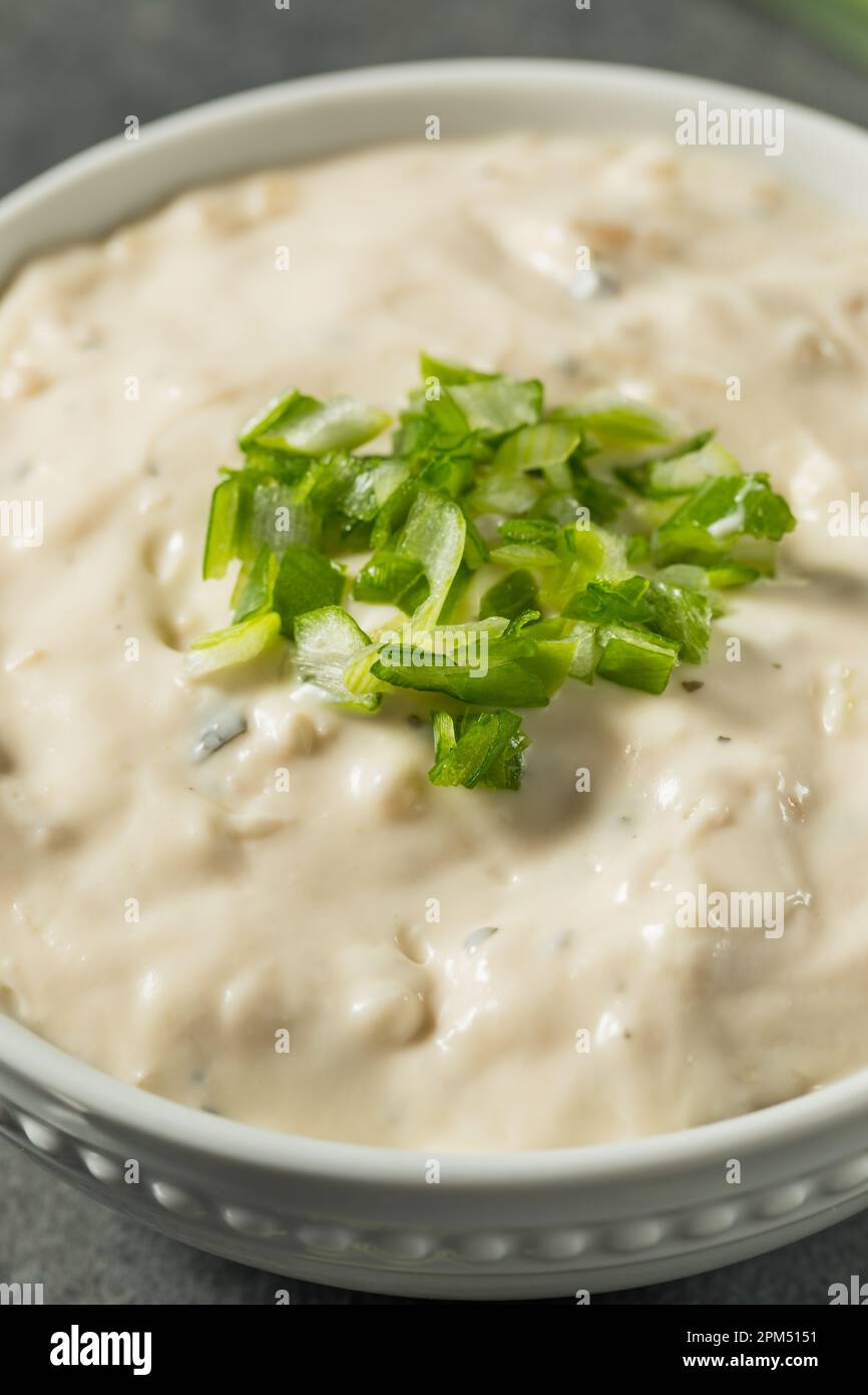 Homemade Sour Cream and Onion Dip in a Bowl Stock Photo