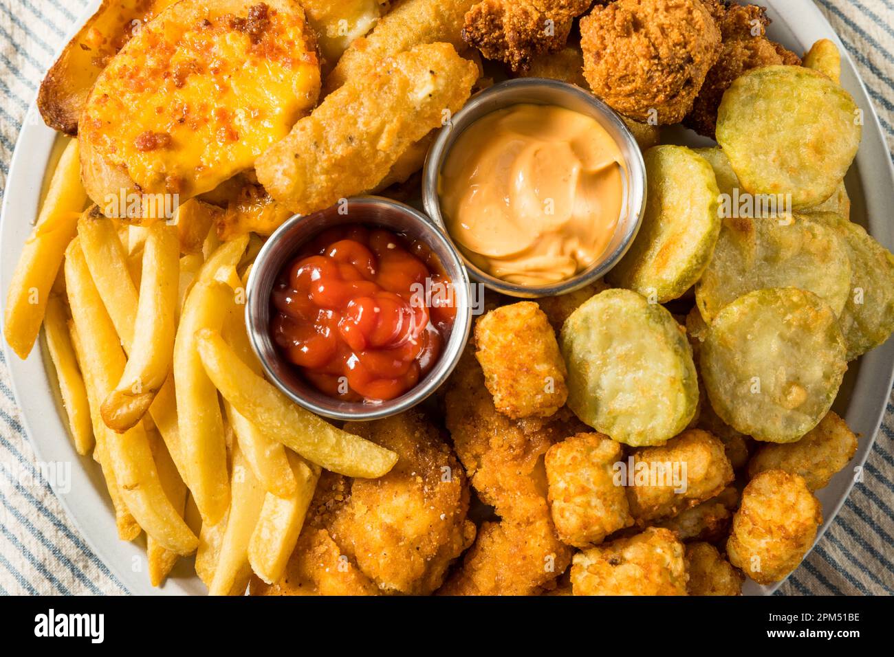Deep Fried Appetizer Platter with French Fries Stock Photo Alamy