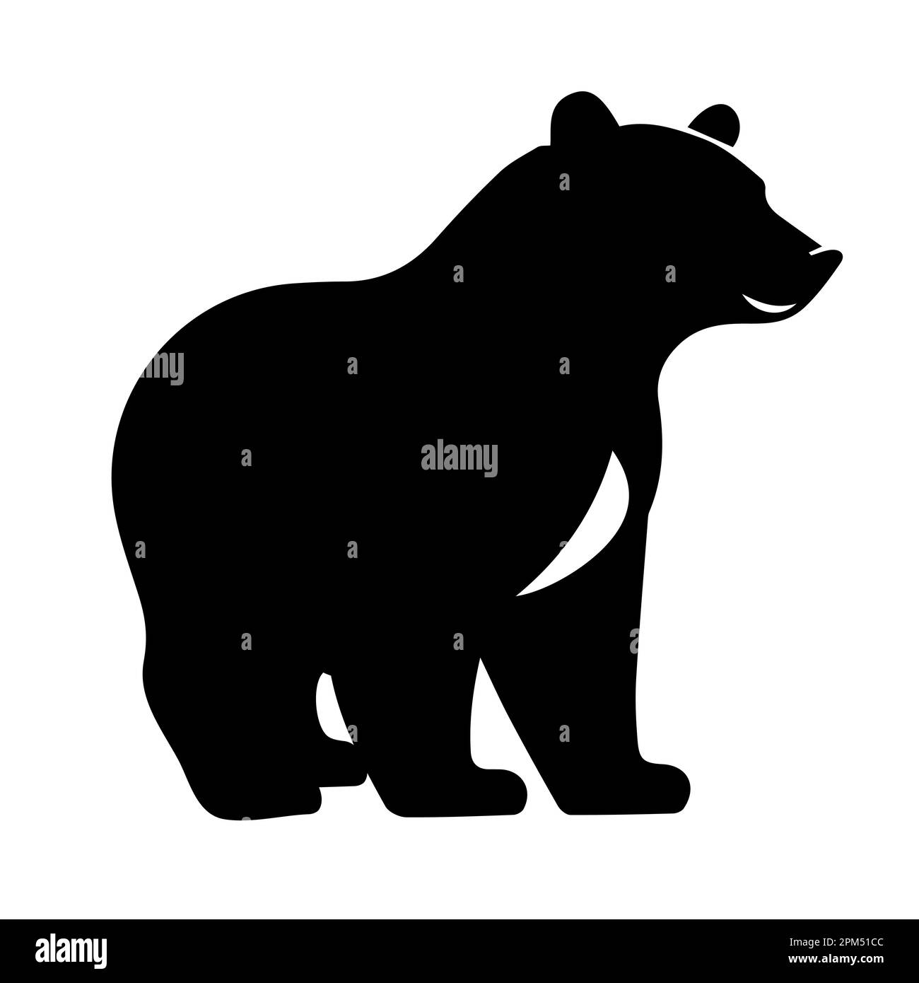 Vector silhouette of bear on white background. Symbol of wild animal ...